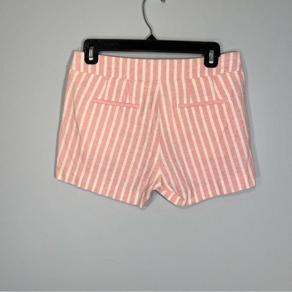 J Crew Shorts Womens 0 Pink White Stripes Summer Linen Cotton Blend Chino Casual - Picture 2 of 8
